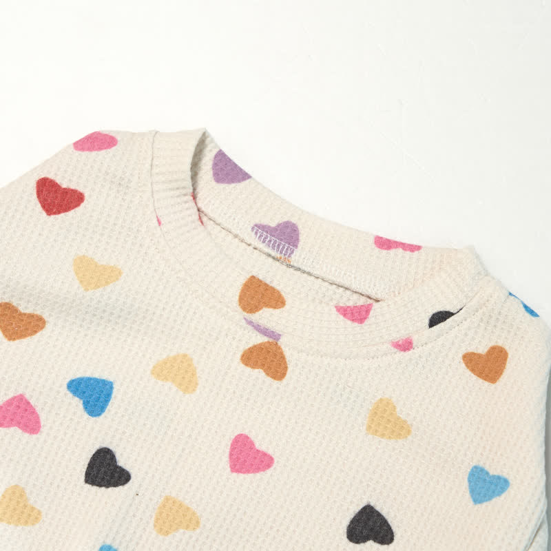 Baby Colorful Hearts Waffle Sweatshirt 2-piece Set