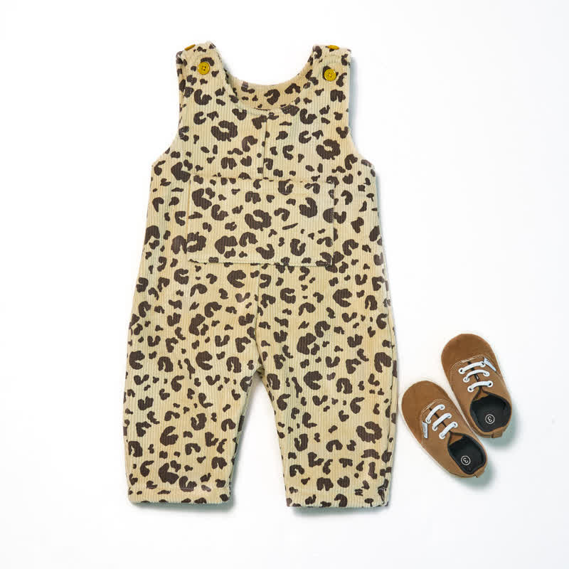 Baby Toddler Leopard Print Beige Overalls