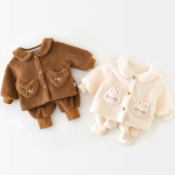 Baby 2-Piece Coral Fleece Animal Pajamas Set