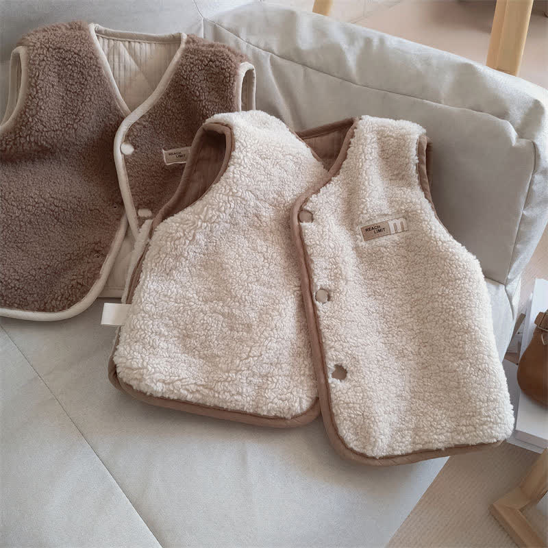 Baby Toddler Solid Color Lambwool Vest Jacket