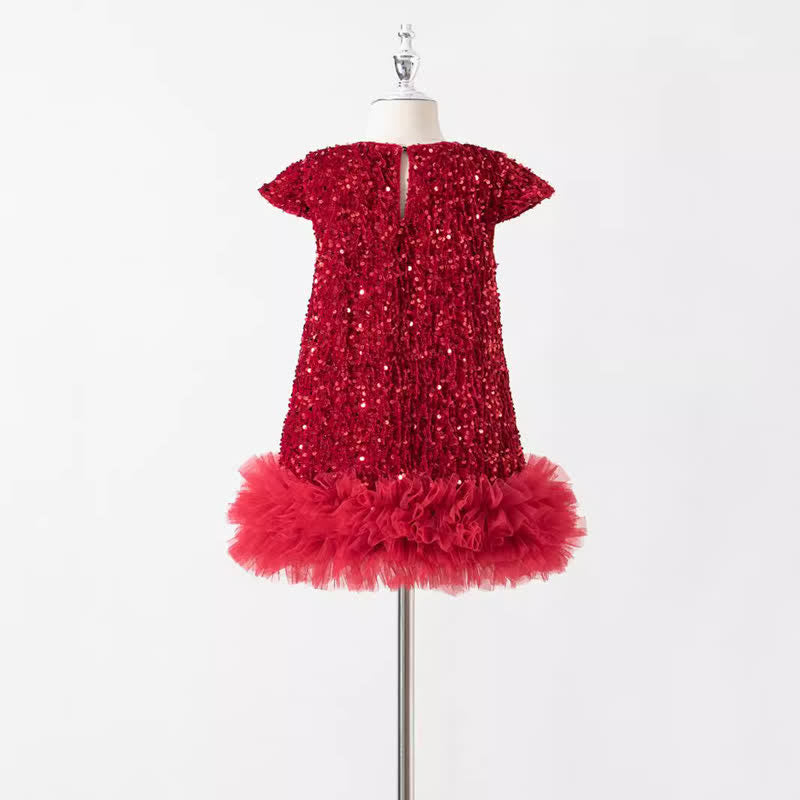 Toddler Sequin Tulle Glittery Design Dress