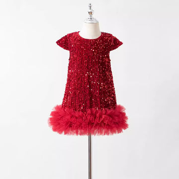 Toddler Sequin Tulle Glittery Design Dress