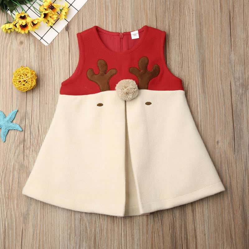 Toddler Christmas Lovely Elk Red Dress