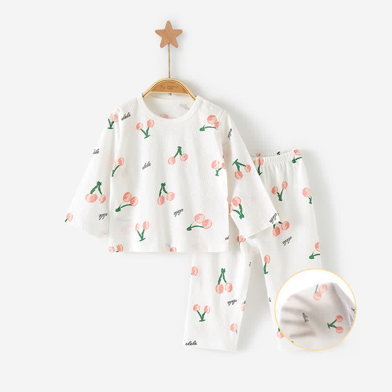 Baby 2-Piece Cherry Pajamas White Set