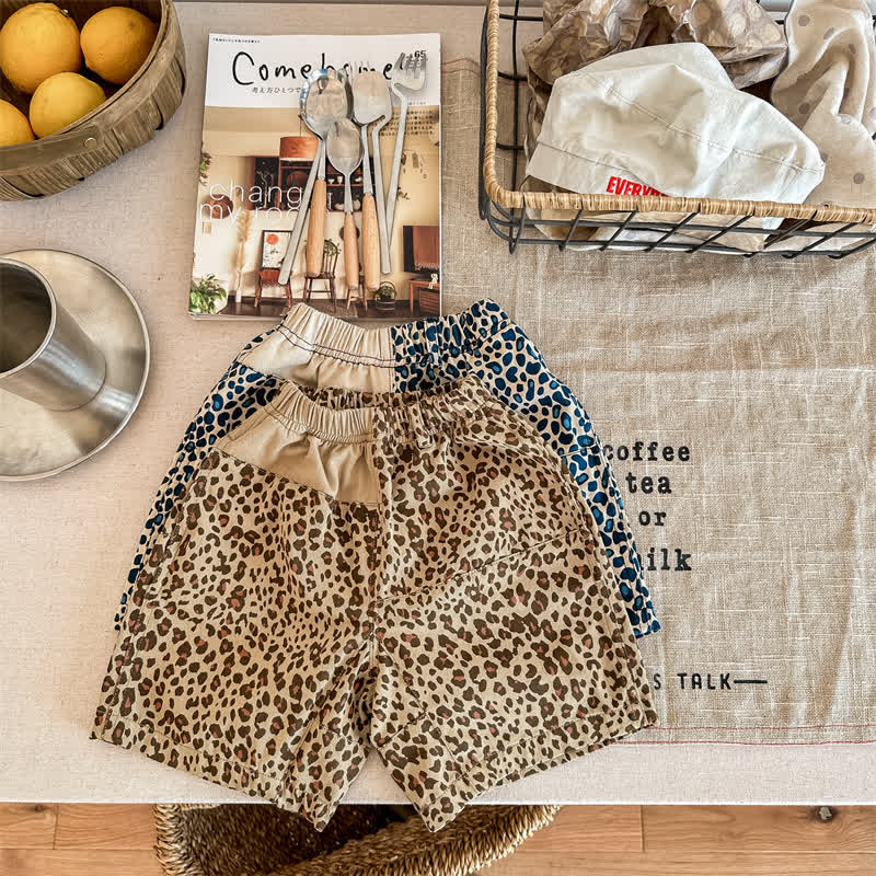 Toddler Leopard Print Splicing Shorts