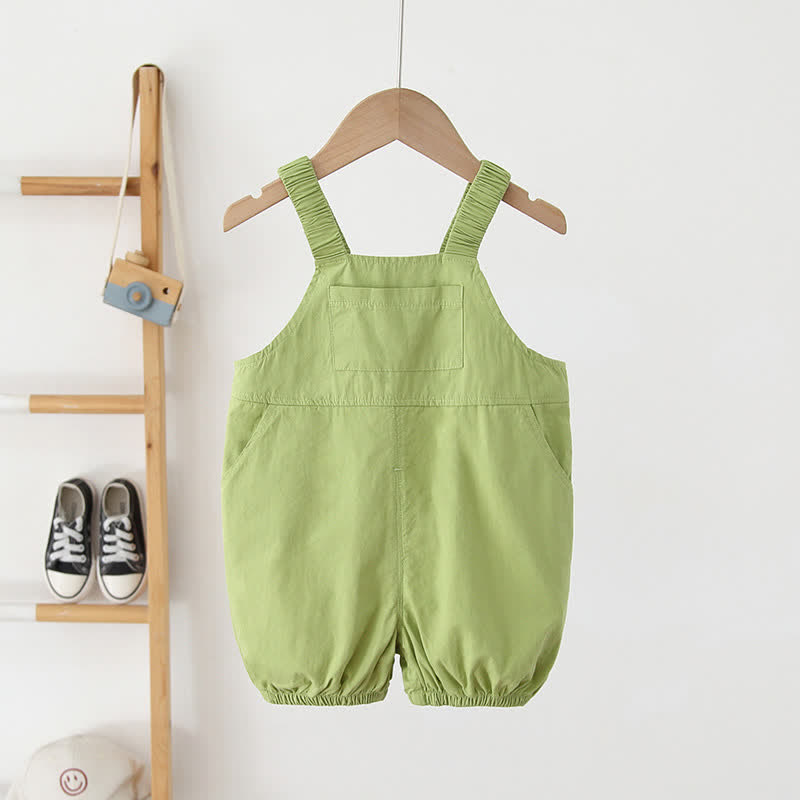 Toddler Pocket Solid Color Casual Overalls