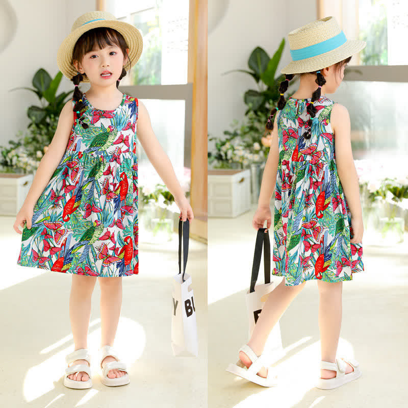 Toddler Girl Red Butterfly Sleeveless Dress