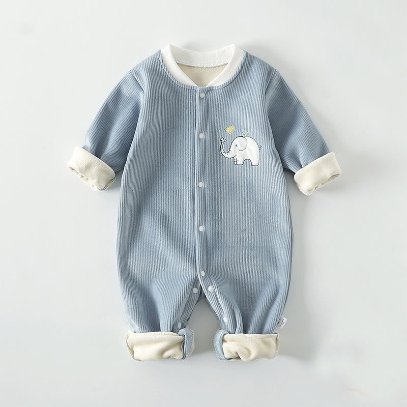 Baby Fleece Lined Cute Animal Romper