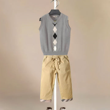 Little Gentlemen Sleeveless Vest and Bottom Set