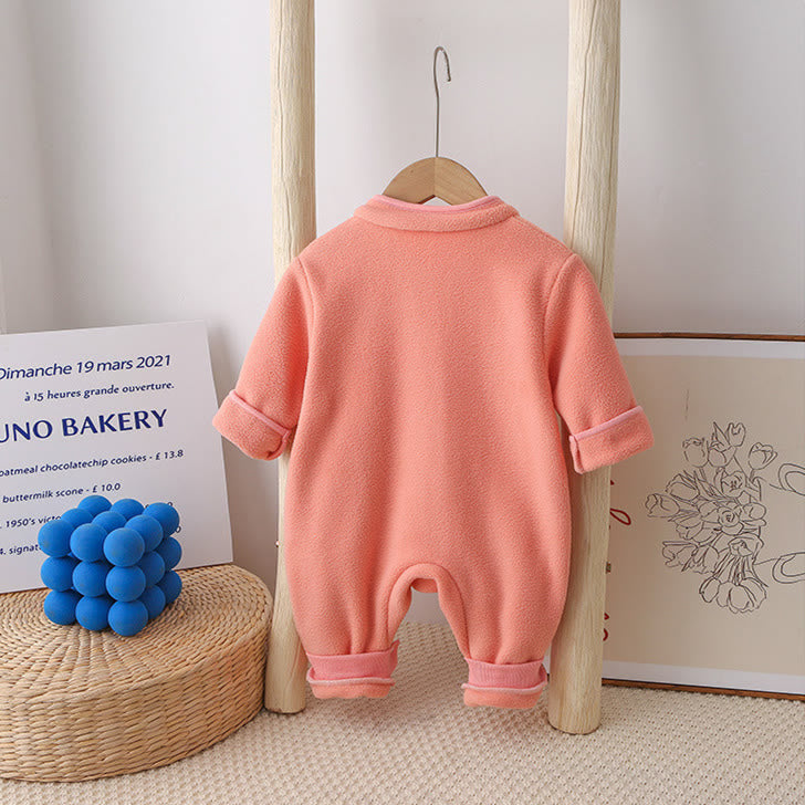 Baby Fleece Solid Color Alpaca Romper