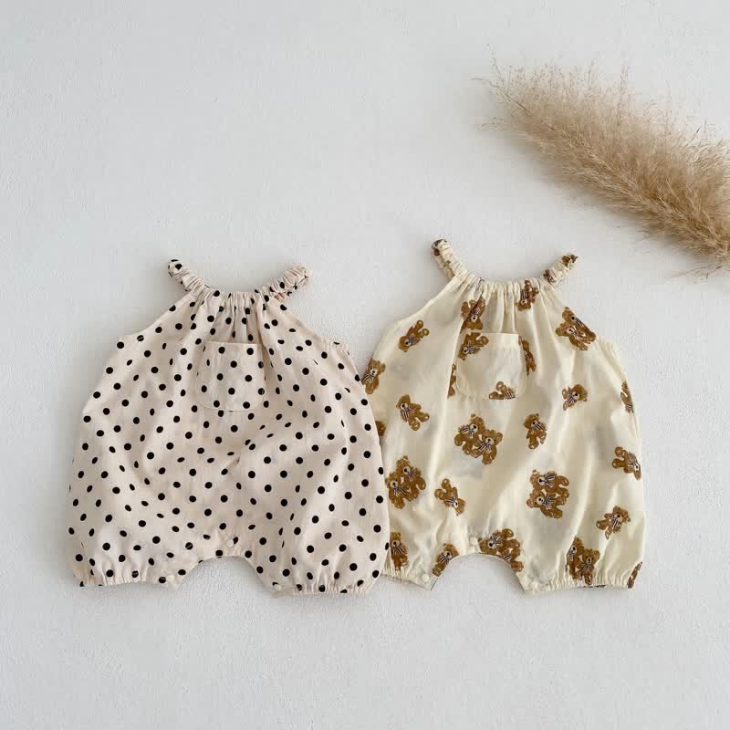 Baby Dot Bear Strap Romper