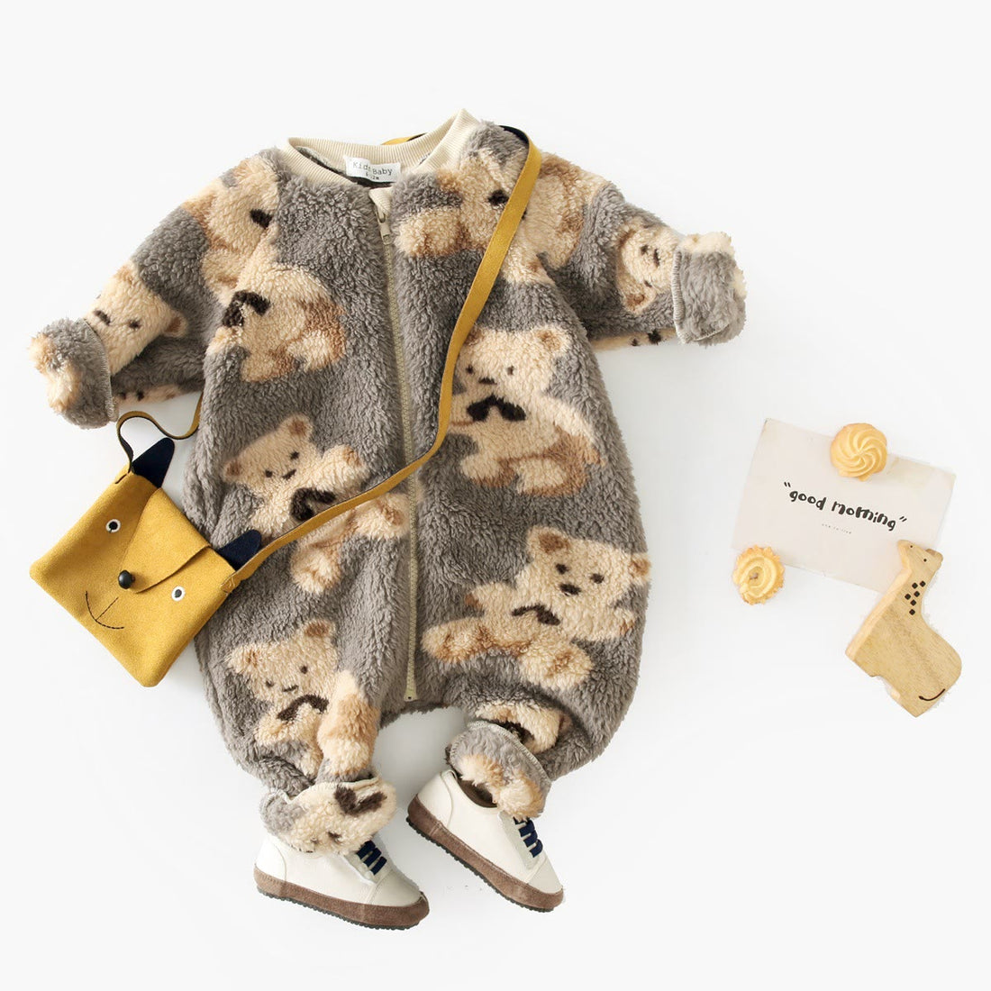 Baby Zipper Fleece Bear Romper