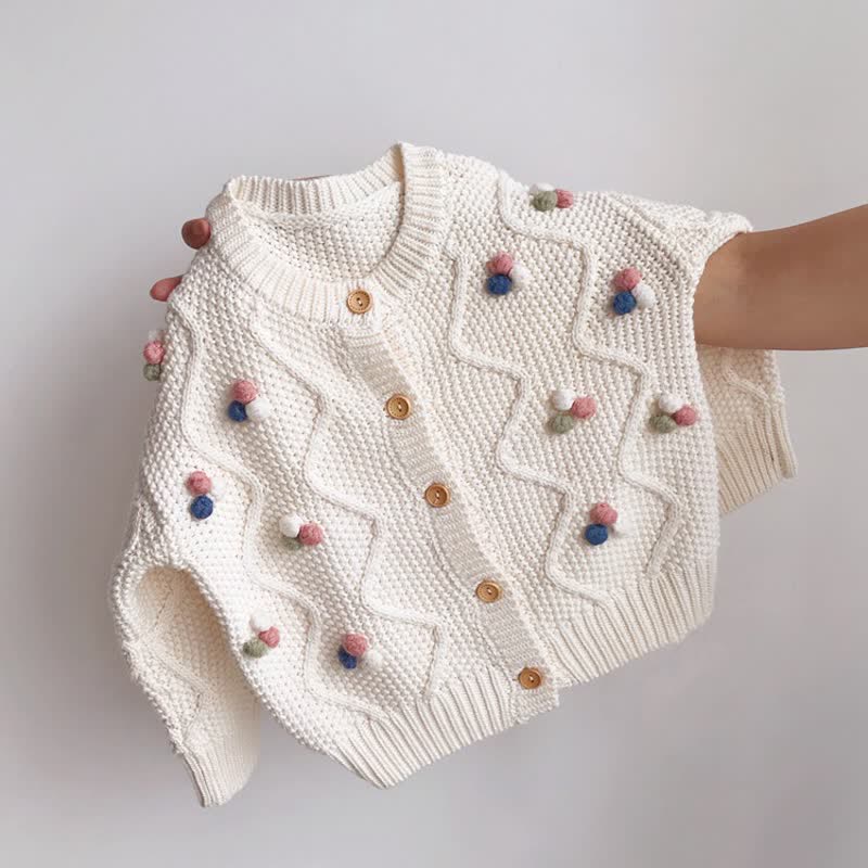 Kid Girl Single-breasted Cardigan Sweater