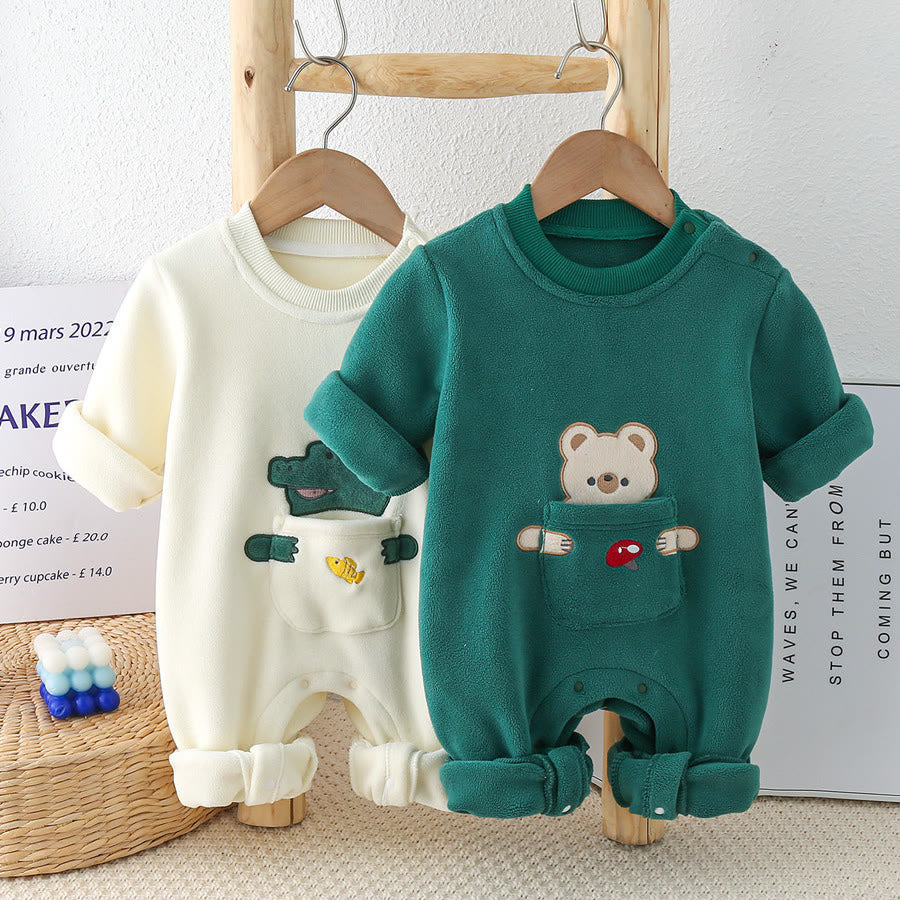 Baby Fleece Funny Pocket Animal Romper