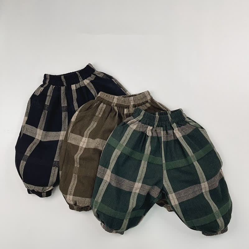 Toddler Loose Design Plaid Jogger Pants