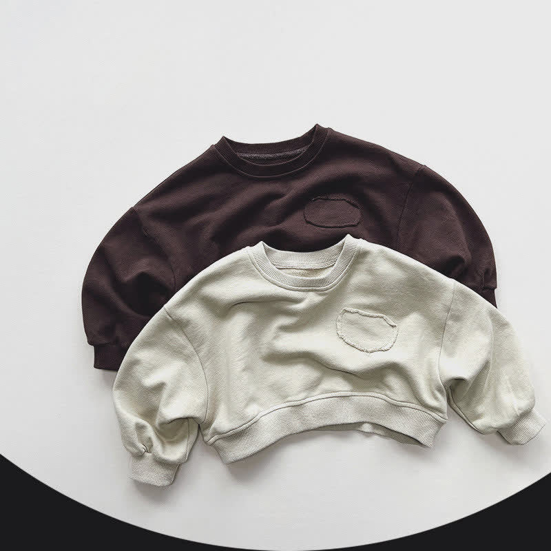 Toddler Solid Color Simple Short Sweatshirt