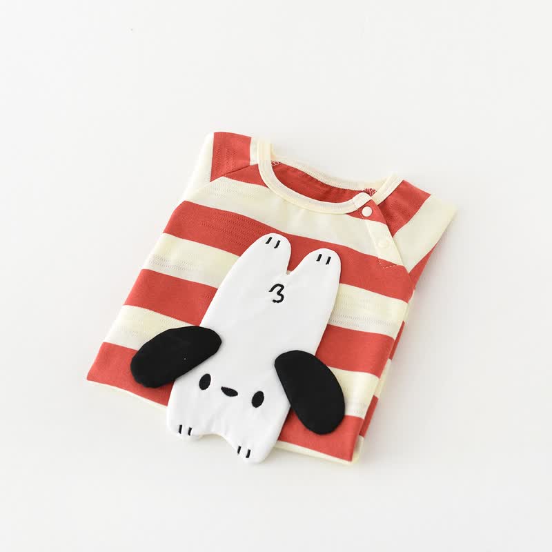 Baby Dog Striped Red Romper