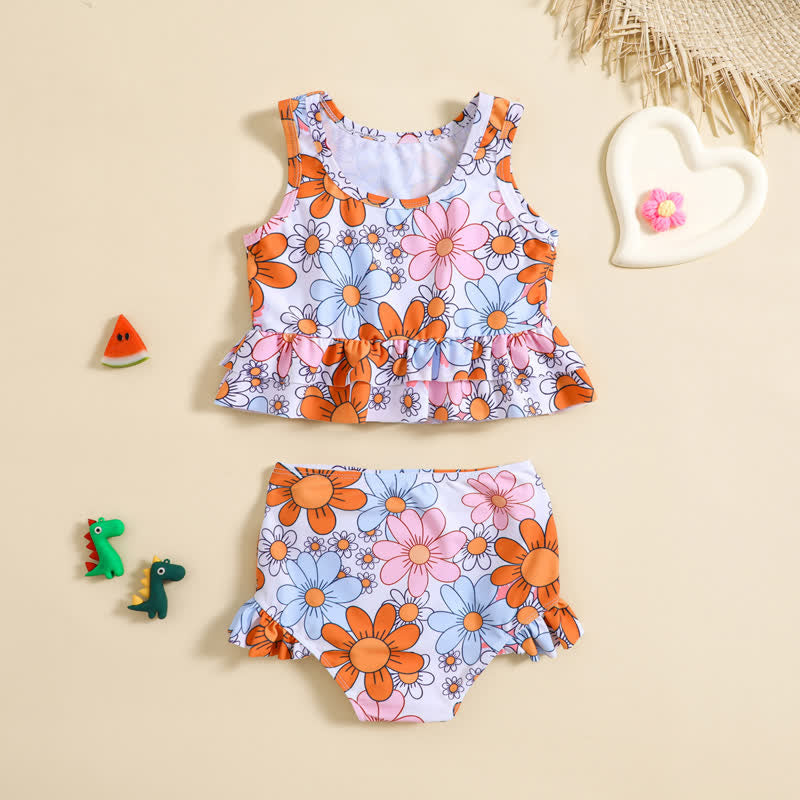 Toddler 2-Piece Orange Flower Swimwear