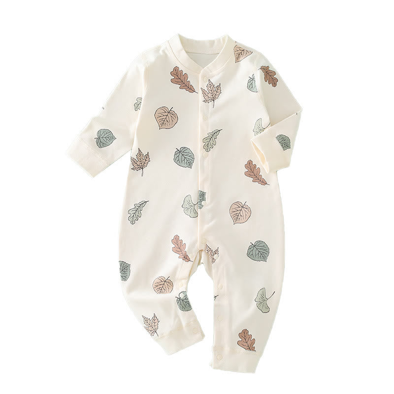 Baby Leaf Button Pajamas Romper