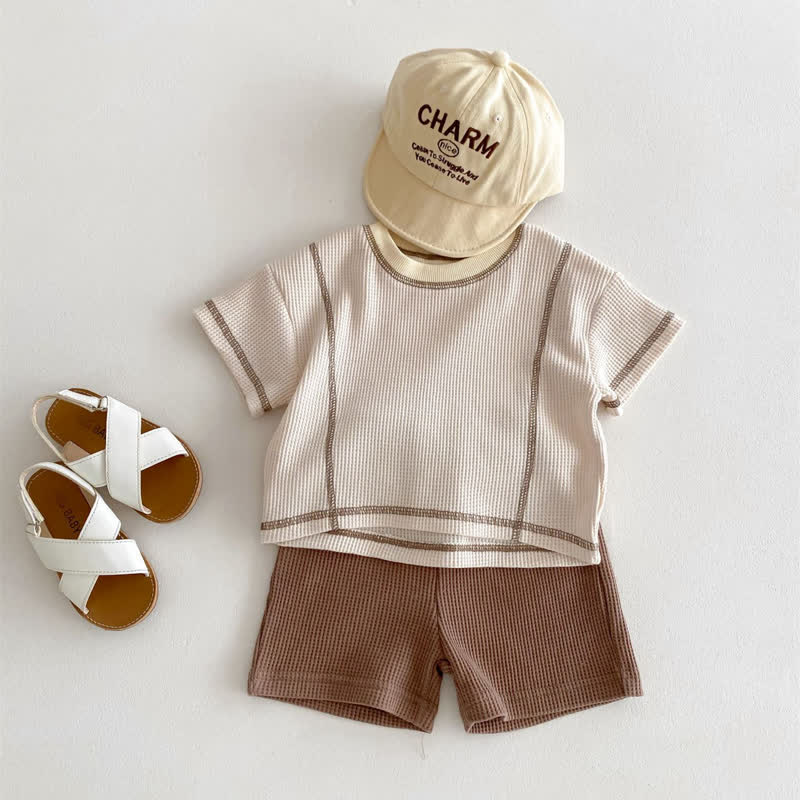 Baby 2-Piece Waffle Sweatsuit Simple Set