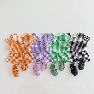 Baby 2-Piece Strawberry Plaid Casual Set