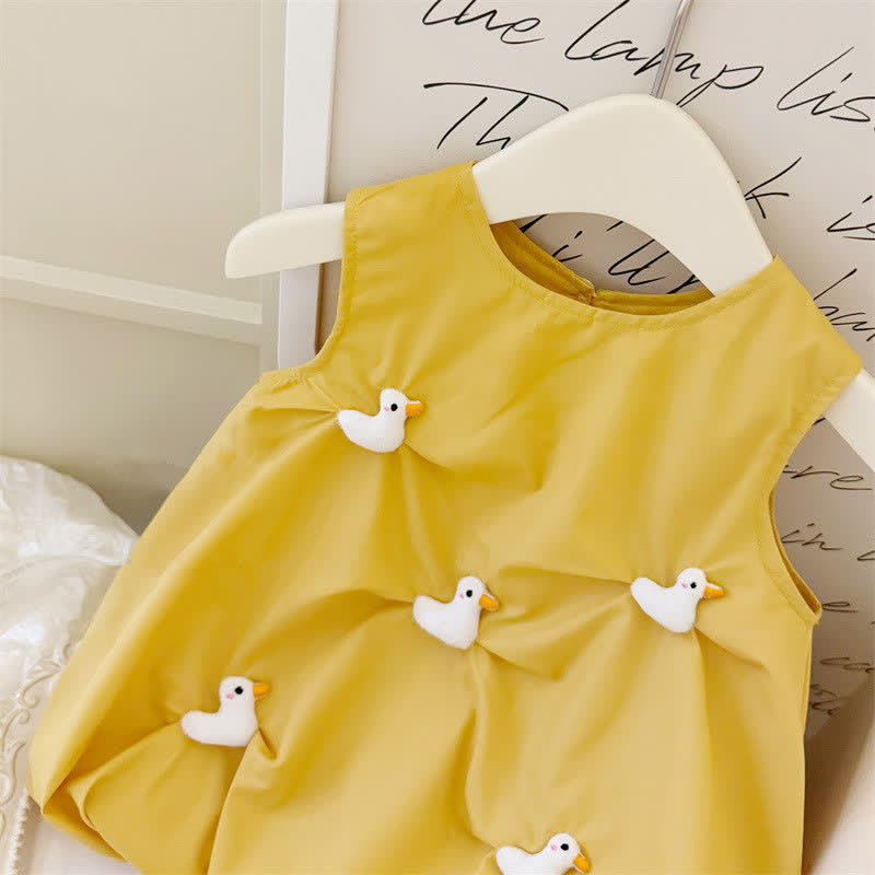 Toddler 3D Duck Yellow Sleeveless Dress