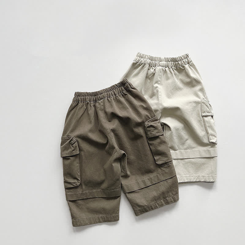 Toddler Solid Color Double Pocket Pants