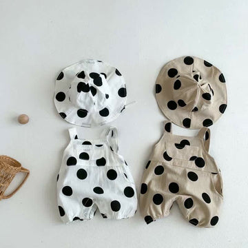 Baby Vintage Polka Dot Overall and Hat Set