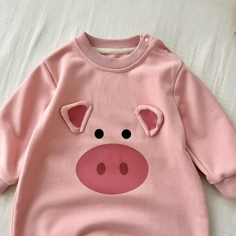 Baby Pink Cute Pig Casual Romper