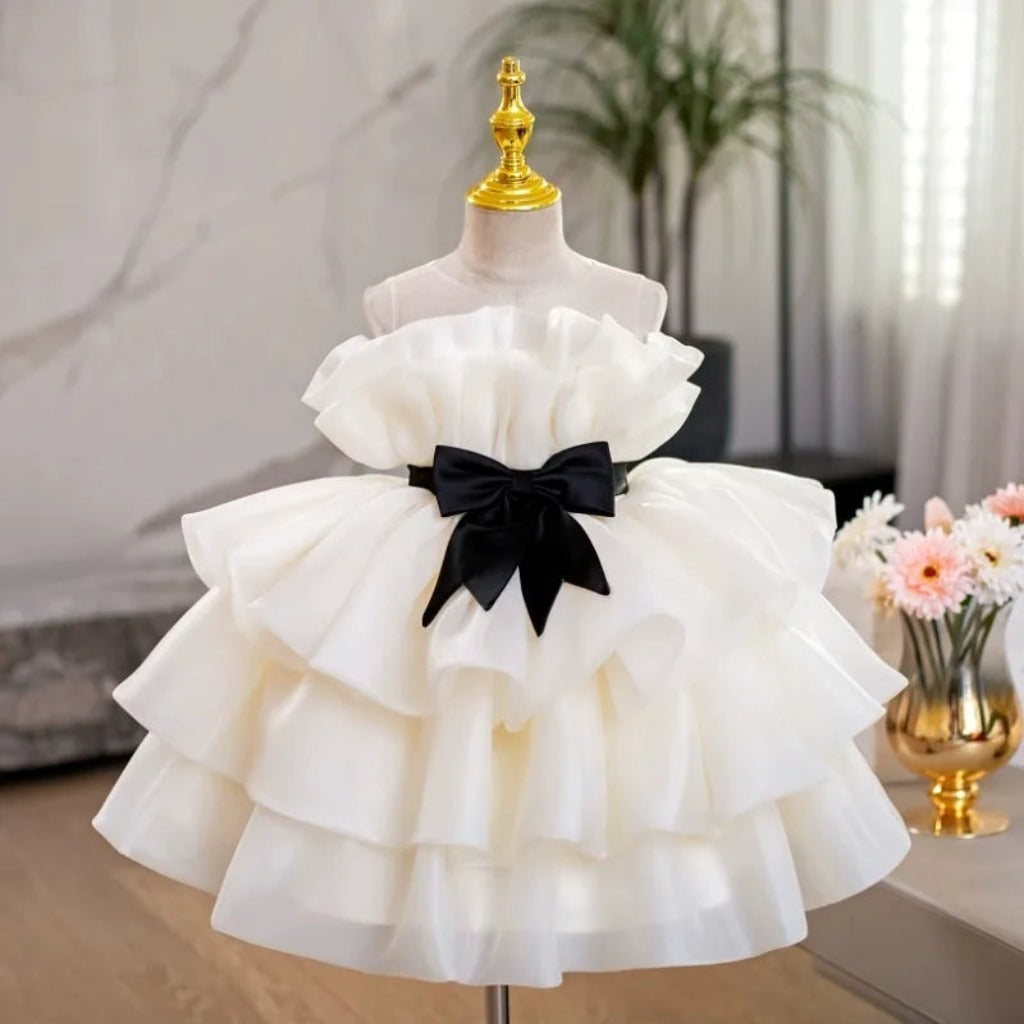 Champagne White Sleeveless Flower Girl Dress