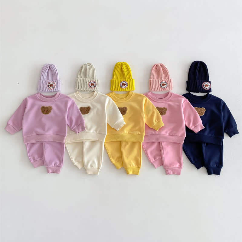 Baby 2-Piece Embroidered Bear Simple Set