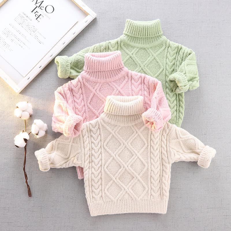 Toddler Solid Color High Collar Sweater