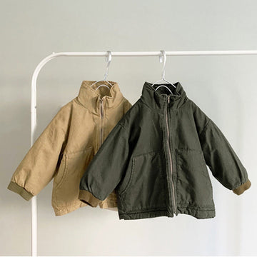 Toddler Simple Solid Color Worker Jacket