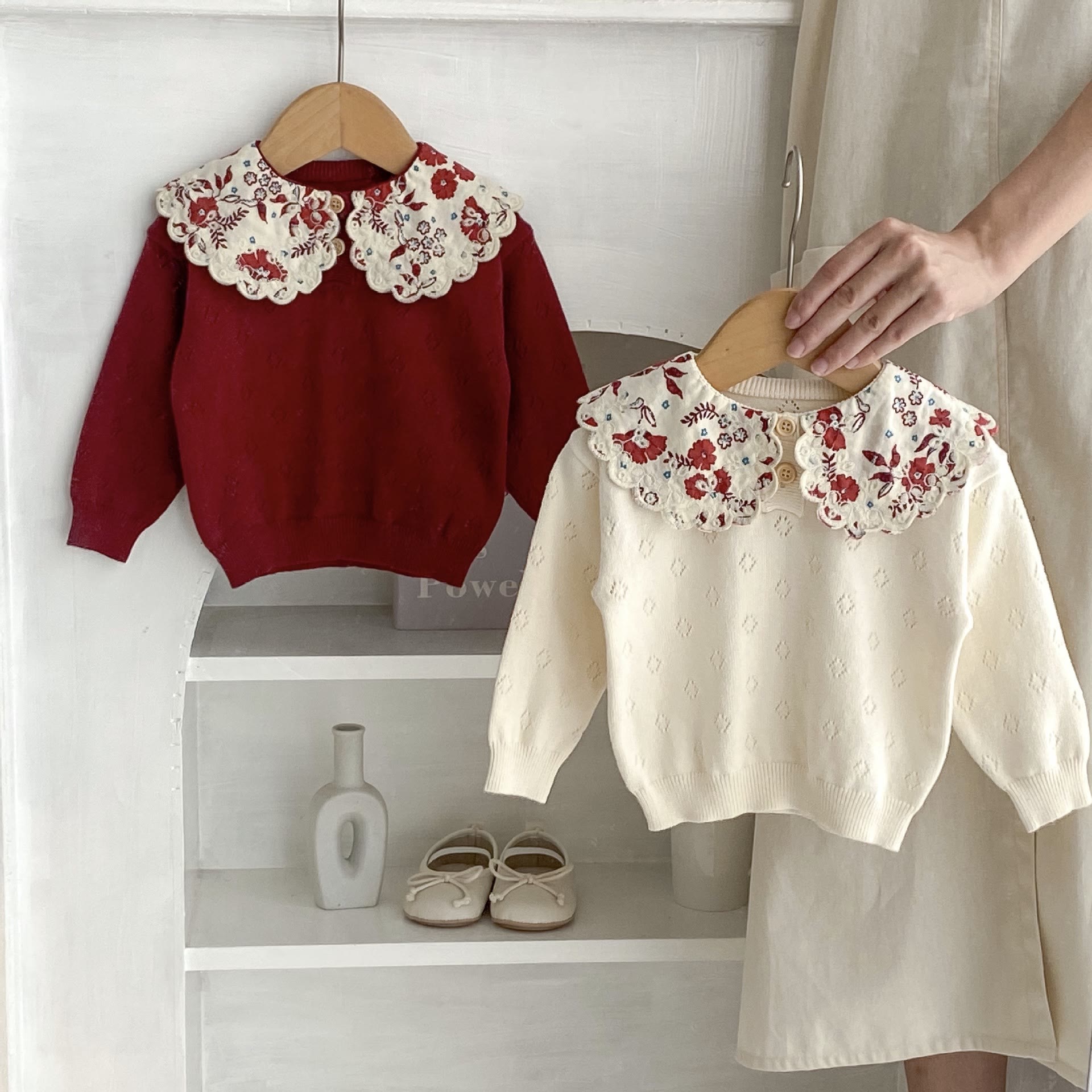 Baby Sweet Knitted Flower Lapels Sweater