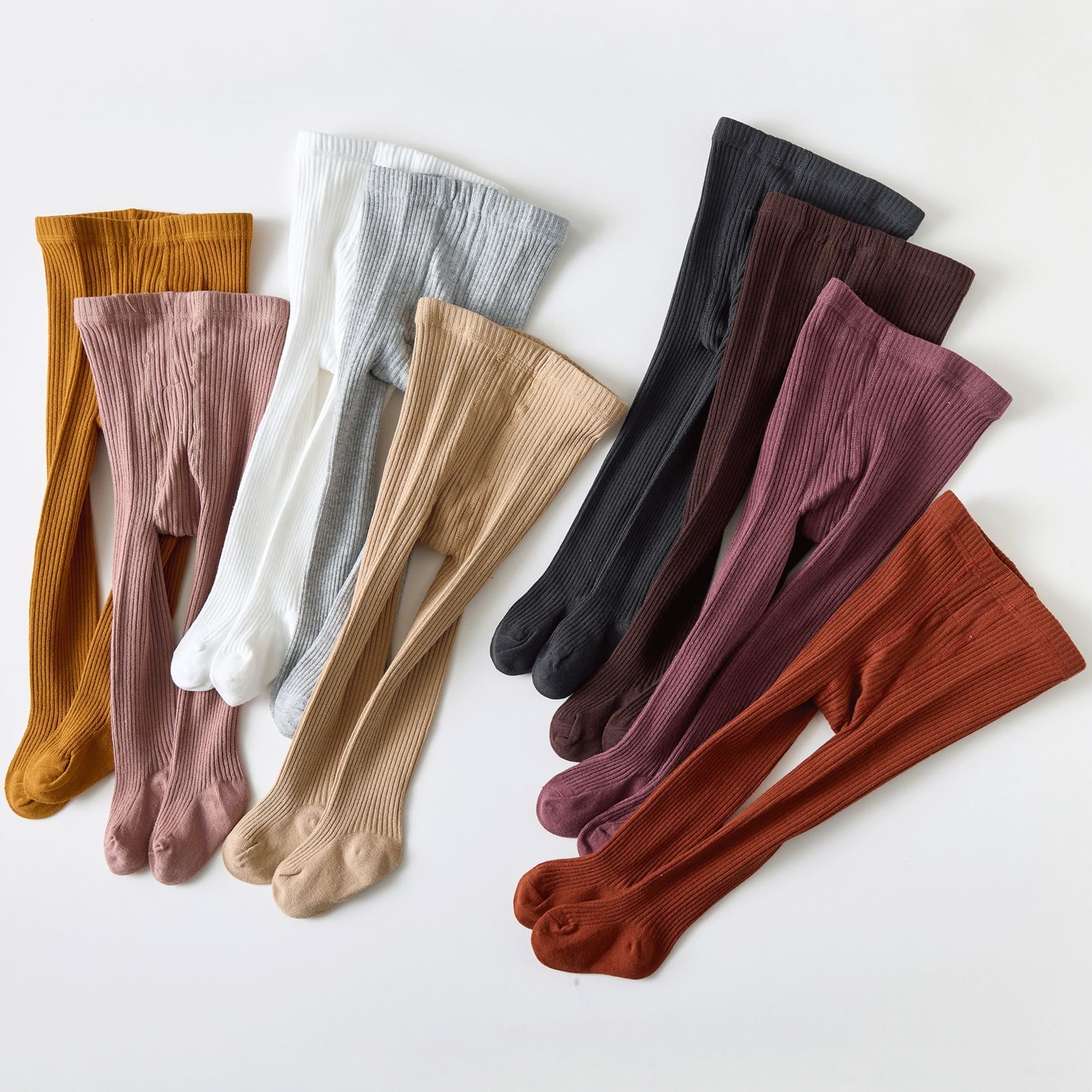 Baby Ribbed Solid Color Tights