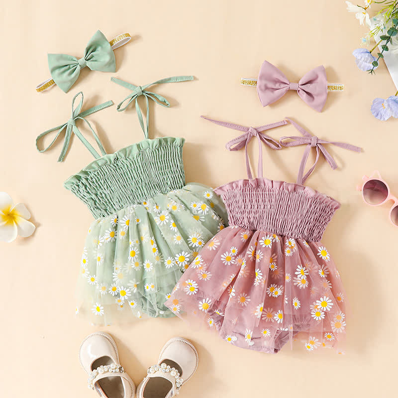 Baby Daisy Skirted Bodysuit with Headband