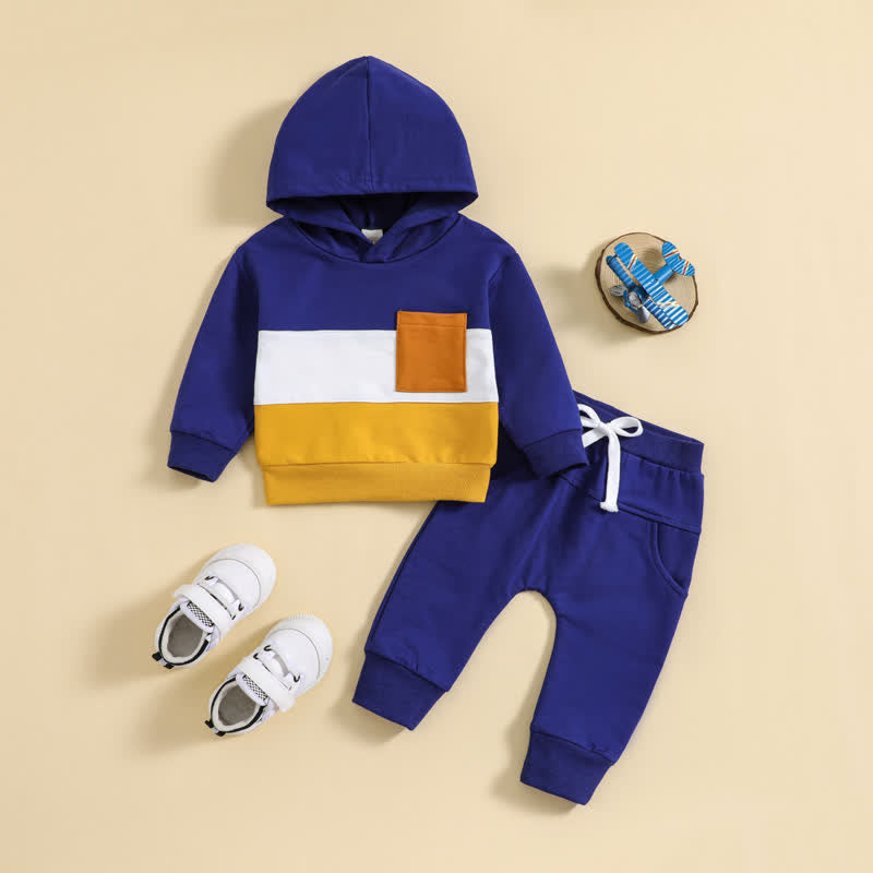 Baby 2-Piece Hooded Color Block Set