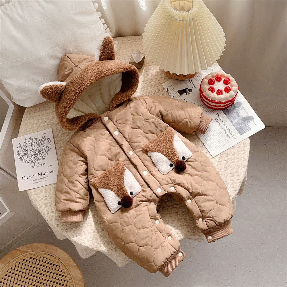 Baby Fox Quilted Hooded Romper