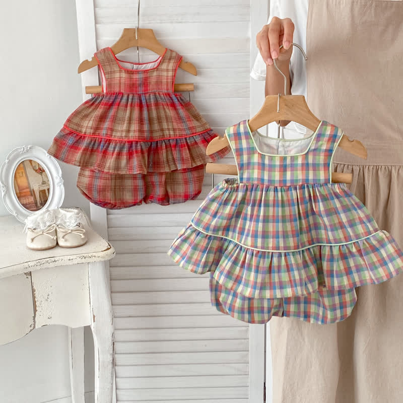 Baby Girl 2-Piece Plaid Sleeveless Set