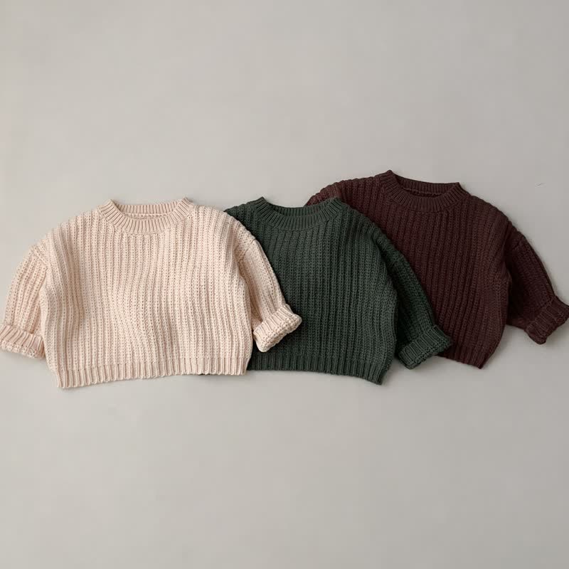 Toddler Solid Color Knitted Simple Sweater