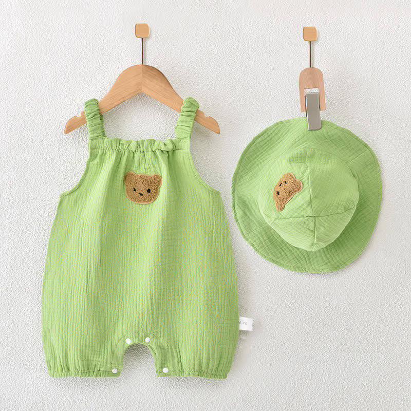 Baby Heart Bear Overalls with Hat