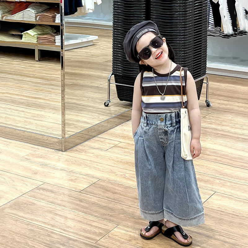 Toddler Striped Denim Tank Top Pants