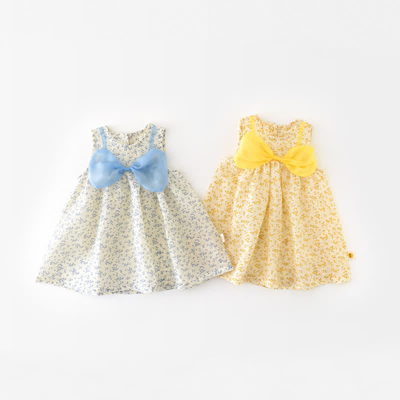 Baby Girl Bow Floral Ruffled Dress