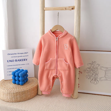 Baby Fleece Solid Color Alpaca Romper