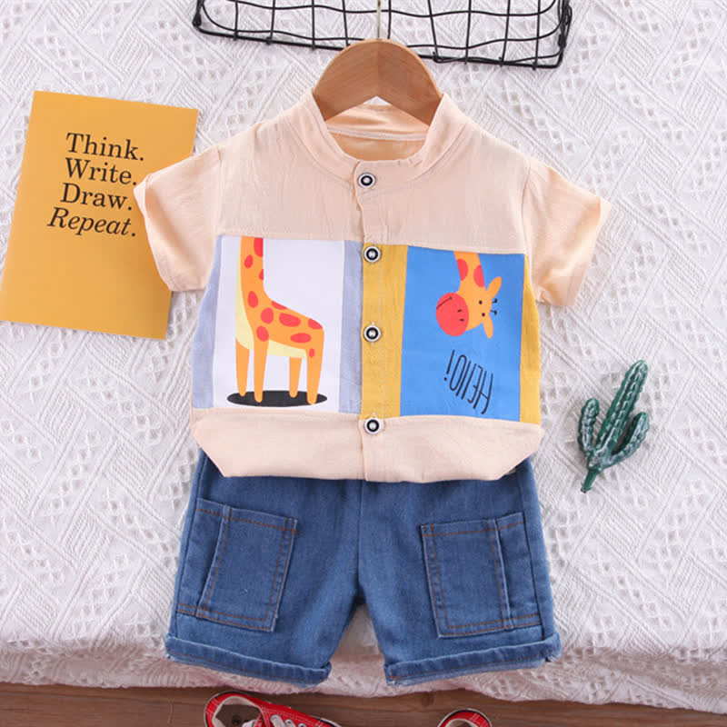 HELLO! Baby 2-Piece Giraffe Denim Set