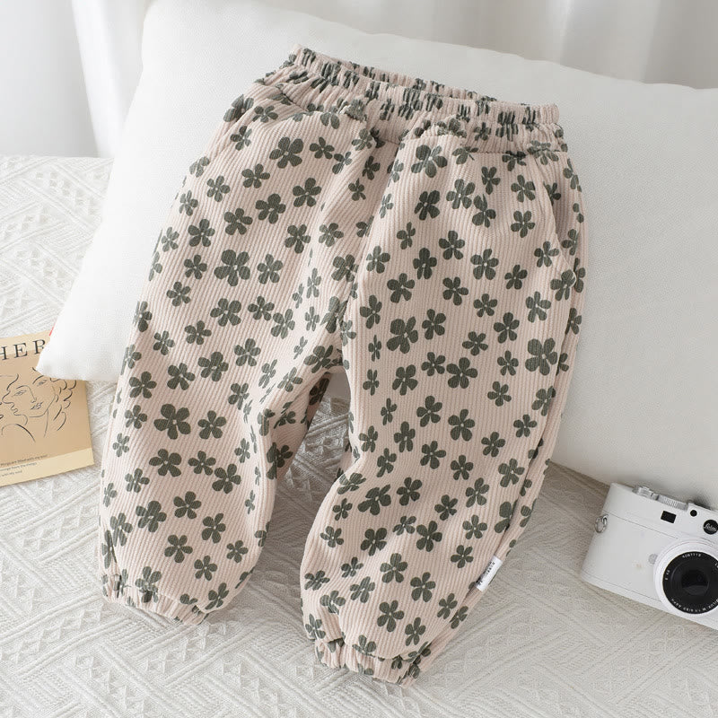 Toddler Corduroy Flower Bear Jogger Pants