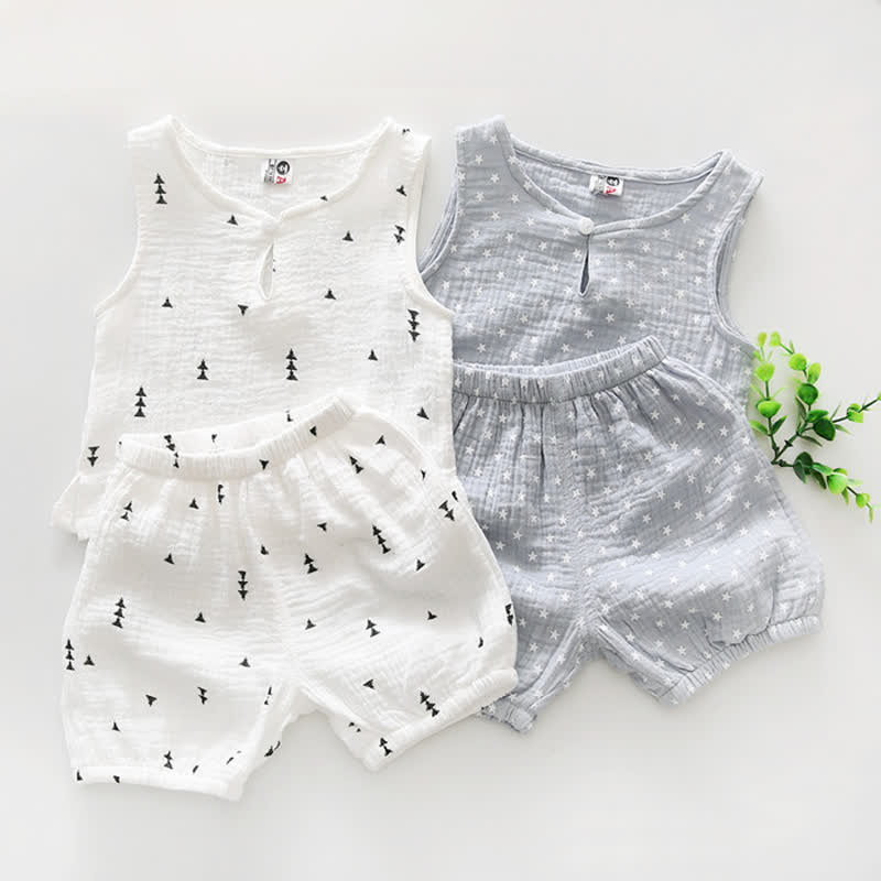 Baby Toddler Stars Trees Tank Top and Shorts Set