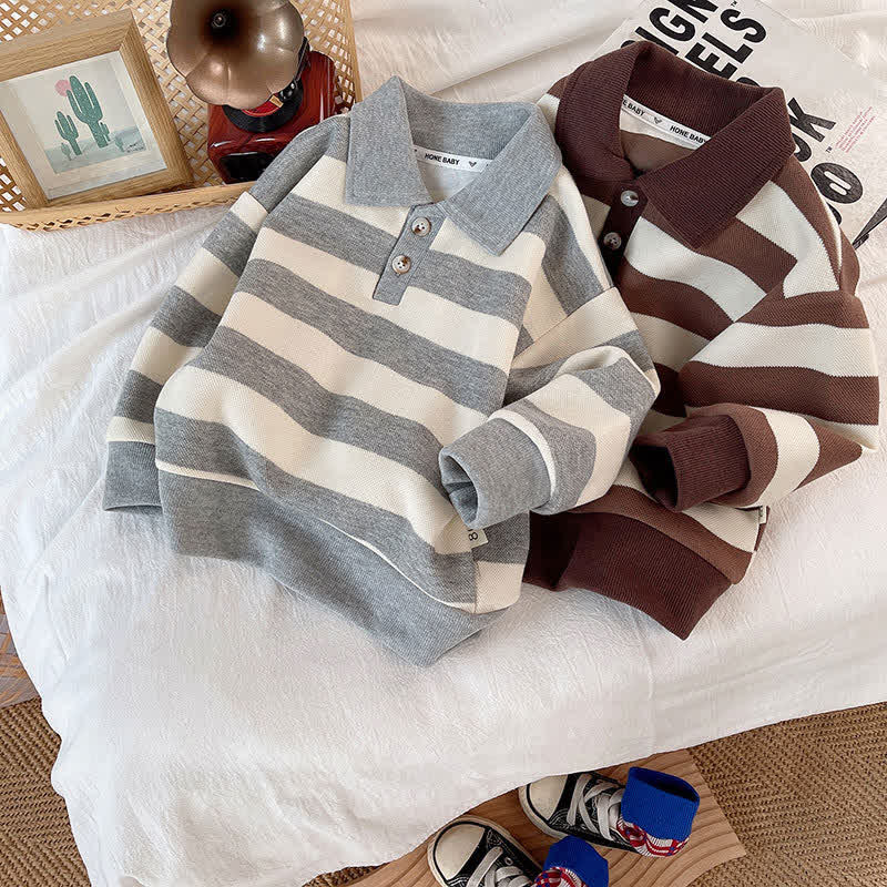 Toddler Polo Striped Casual Sweatshirt