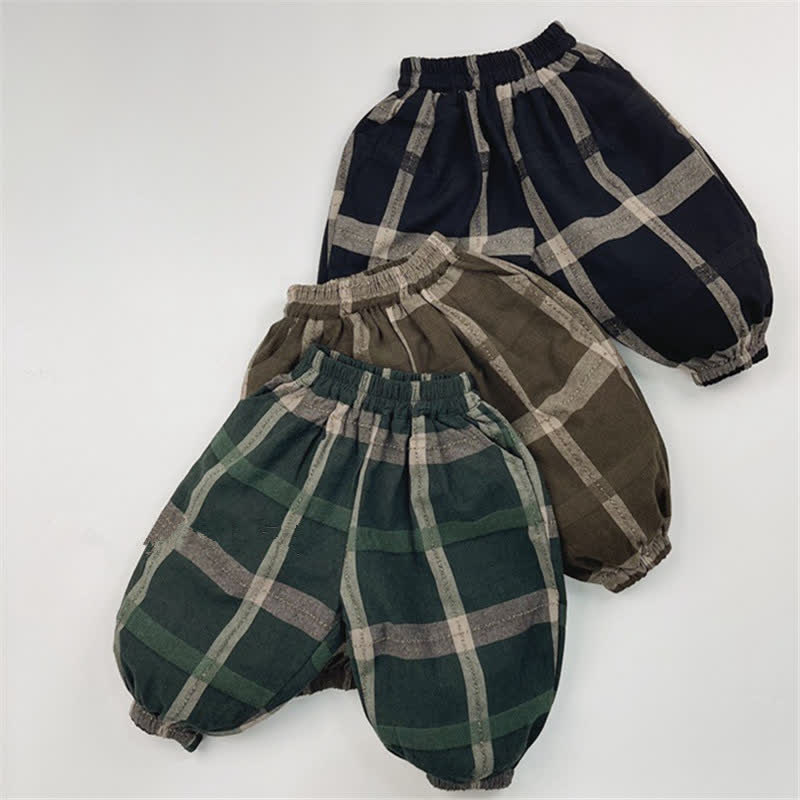 Toddler Loose Design Plaid Jogger Pants