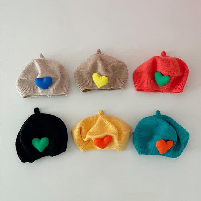 Toddler Heart Knitted Berets